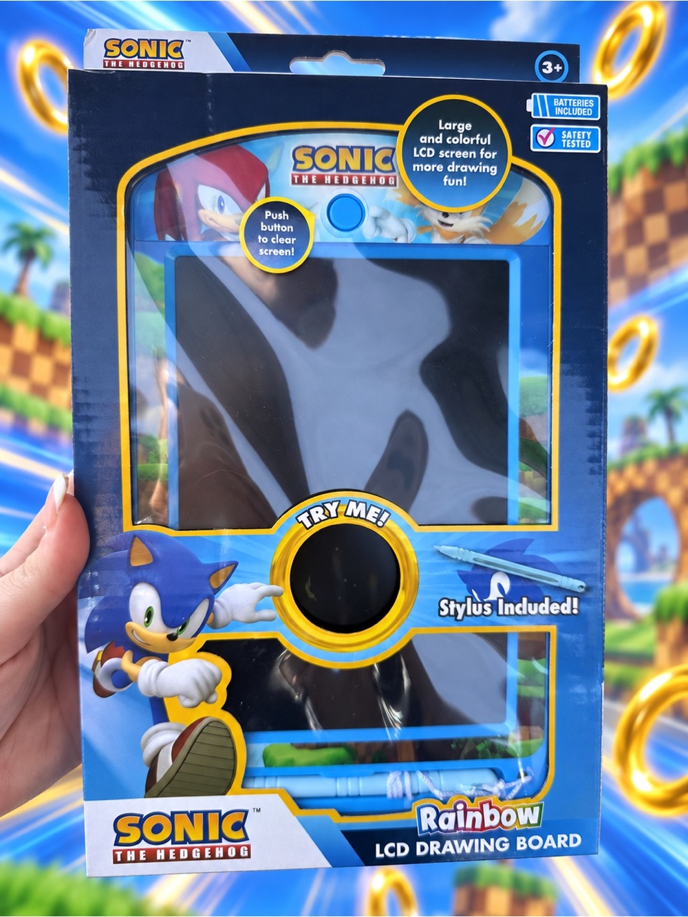 Sonic Kids Blue Rainbow LCD Drawing Board with Stylus - Picture 1 of 1